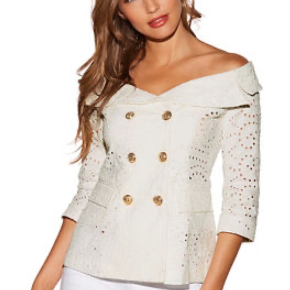 Boston Proper off shoulder eyelet top